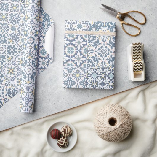 Mediterranean Tiles, Moroccan, Majolica, Azulejo Geschenkpapier (Kunsthandwerk)