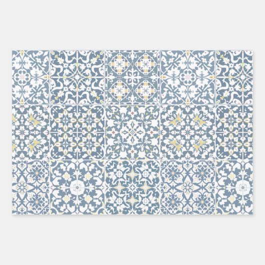 Mediterranean Tiles, Moroccan, Majolica, Azulejo Geschenkpapier Set (Vorderseite 3)
