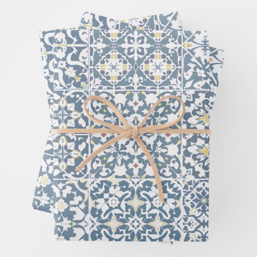 Mediterranean Tiles, Moroccan, Majolica, Azulejo Geschenkpapier Set (Beispiel)