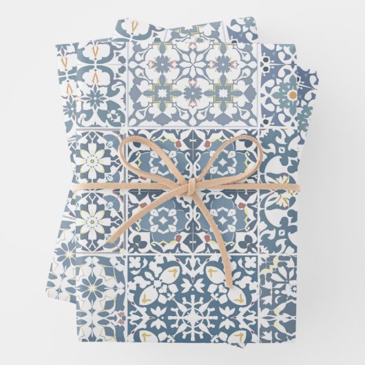 Mediterranean Tiles, Moroccan, Majolica, Azulejo Geschenkpapier Set (Beispiel)