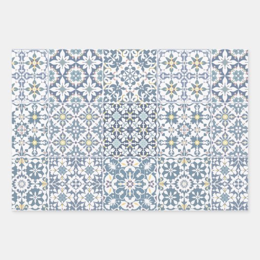 Mediterranean Tiles, Moroccan, Majolica, Azulejo Geschenkpapier Set (Vorderseite 3)