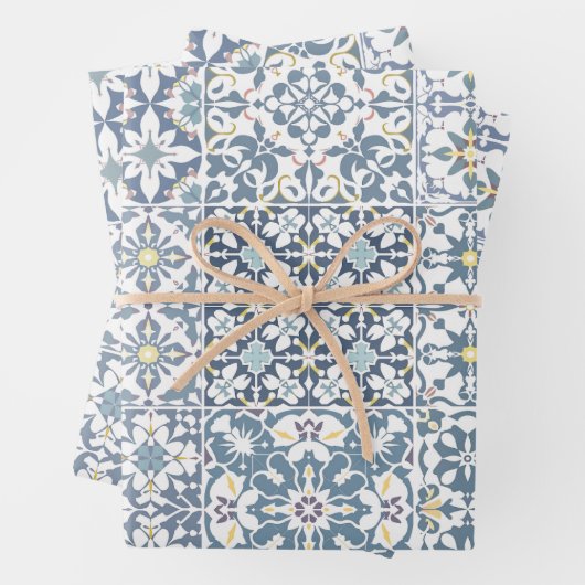 Mediterranean Tiles, Moroccan, Majolica, Azulejo Geschenkpapier Set (Beispiel)