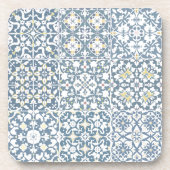 Mediterranean Tiles, Moroccan, Majolica, Azulejo Getränkeuntersetzer (Vorderseite)