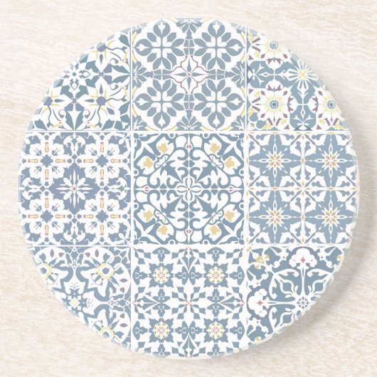 Mediterranean Tiles, Moroccan, Majolica, Azulejo Getränkeuntersetzer (Vorne)