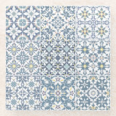 Mediterranean Tiles, Moroccan, Majolica, Azulejo Glasuntersetzer (Vorderseite)