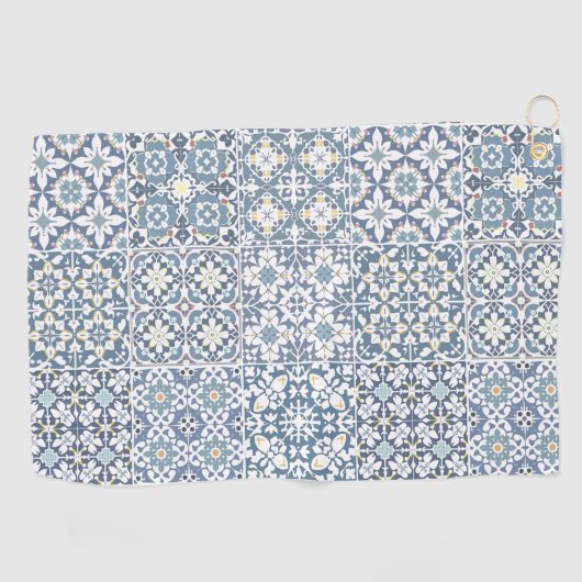 Mediterranean Tiles, Moroccan, Majolica, Azulejo Golfhandtuch (Horizontal)