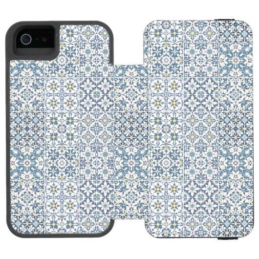 Mediterranean Tiles, Moroccan, Majolica, Azulejo Incipio iPhone Geldbeutel-Hülle (Folio Geöffnet)