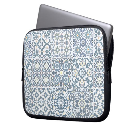 Mediterranean Tiles, Moroccan, Majolica, Azulejo Laptopschutzhülle (Vorderseite Links)