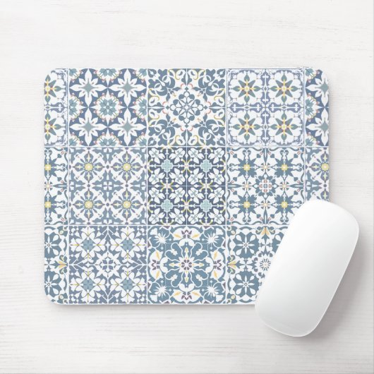 Mediterranean Tiles, Moroccan, Majolica, Azulejo Mousepad (Mit Mouse)