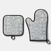 Mediterranean Tiles, Moroccan, Majolica, Azulejo Ofenhandschuh & Topflappen-Set (Vorderseite)