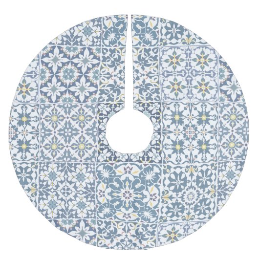 Mediterranean Tiles, Moroccan, Majolica, Azulejo Polyester Weihnachtsbaumdecke (Vorderseite)