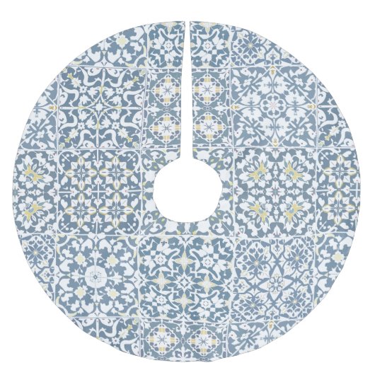 Mediterranean Tiles, Moroccan, Majolica, Azulejo Polyester Weihnachtsbaumdecke (Vorderseite)