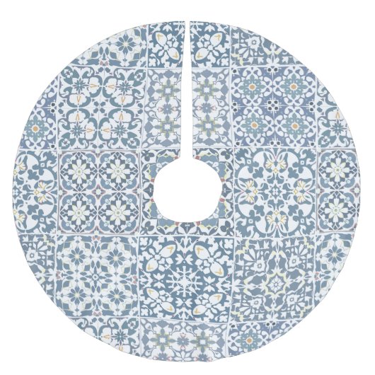 Mediterranean Tiles, Moroccan, Majolica, Azulejo Polyester Weihnachtsbaumdecke (Vorderseite)