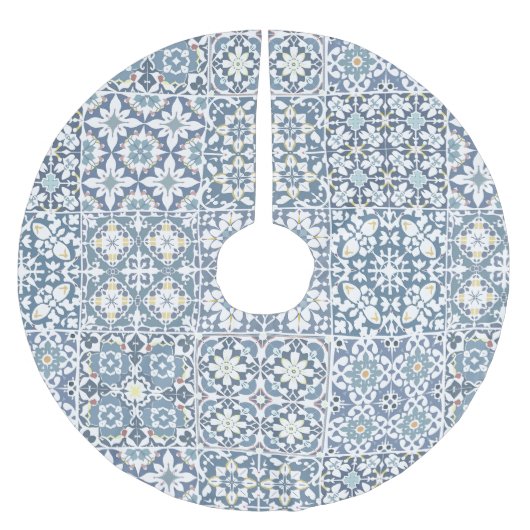 Mediterranean Tiles, Moroccan, Majolica, Azulejo Polyester Weihnachtsbaumdecke (Vorderseite)