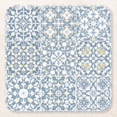 Mediterranean Tiles, Moroccan, Majolica, Azulejo Rechteckiger Pappuntersetzer (Vorderseite)