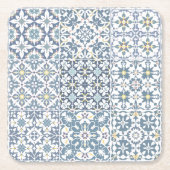 Mediterranean Tiles, Moroccan, Majolica, Azulejo Rechteckiger Pappuntersetzer (Vorderseite)