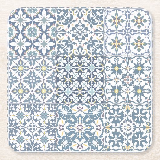 Mediterranean Tiles, Moroccan, Majolica, Azulejo Rechteckiger Pappuntersetzer (Vorderseite)