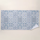 Mediterranean Tiles, Moroccan, Majolica, Azulejo Strandtuch (Vorderseite)