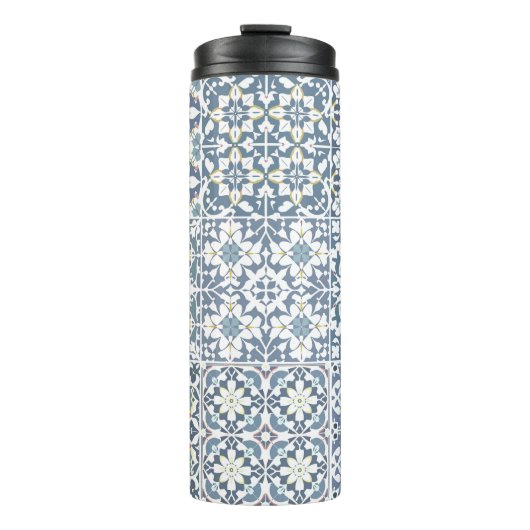 Mediterranean Tiles, Moroccan, Majolica, Azulejo Thermosbecher (Vorderseite)
