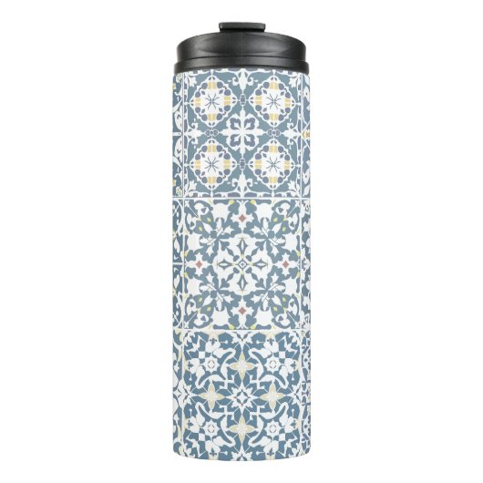 Mediterranean Tiles, Moroccan, Majolica, Azulejo Thermosbecher (Vorderseite)