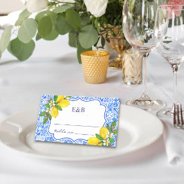 Mediterranean Tiles - Wedding with Citrus Touches Platzkarte
