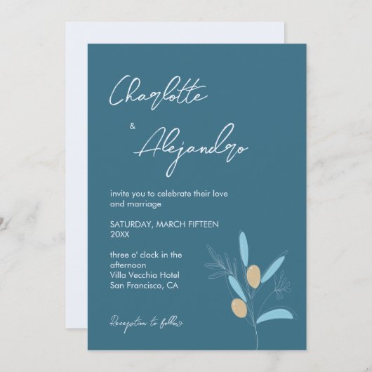 Mediterranean Vibes Weditation Blue Einladung (Vorne/Hinten)