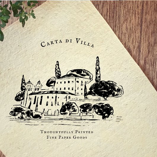 Mediterranean Villa Illustration Branding Gummistempel