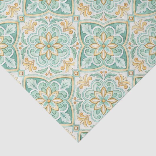 Mediterranean Vintage Damask Tile Pattern Seidenpapier (Ausschnitt)