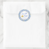 Mediterranean Wedding Save The Date Envelope Seal Runder Aufkleber (Tasche)