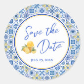 Mediterranean Wedding Save The Date Envelope Seal Runder Aufkleber (Vorderseite)