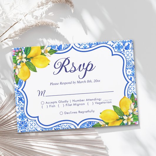 Mediterranean Wedding Style with Italian Tiles RSVP Karte