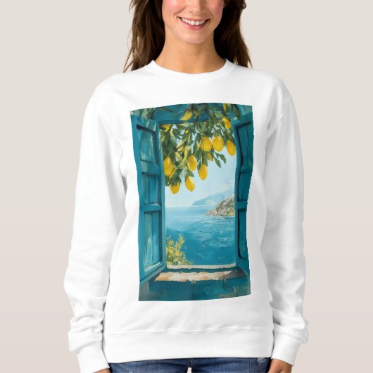 Mediterranean Window View Printable Art – Coastal Sweatshirt (Vorderseite)