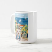 Mediterranean Woman Scooter Illustration Coffee Kaffeetasse (Vorderseite Links)
