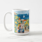 Mediterranean Woman Scooter Illustration Coffee Kaffeetasse (Links)