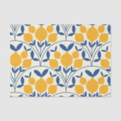 Mediterranean Yellow Lemons on Blue scallop shapes Seidenpapier (Vorderseite)