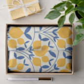 Mediterranean Yellow Lemons on Blue scallop shapes Seidenpapier (Geschenk)