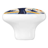 Mediterraner Baum Rustikales Blau und Gelbe Folk K Keramikknauf (Seitenansicht)