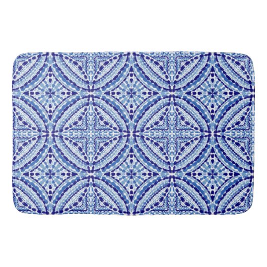Mediterraner blauer Mosaikstil Badematte (Vorderseite)