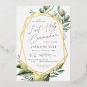 Mediterraner Garten Erste Heilige Kommune Folieneinladung (Vorderseite)