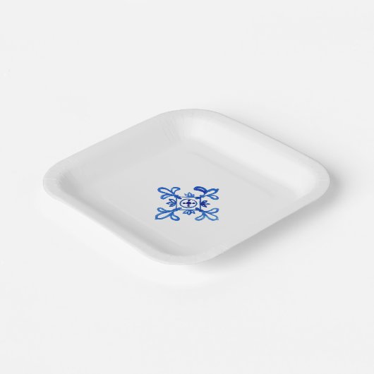 Mediterraner Kobalt Blauer Tile Pappteller (Gewinkelt)