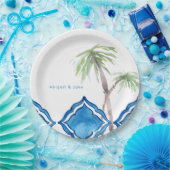 Mediterraner Kobalt Blauer Ton Personalisiert rund Pappteller (Party)