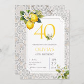 Mediterraner Lemon 40. Geburtstag Einladung (Vorne/Hinten)