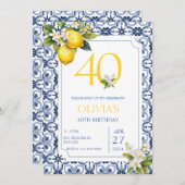 Mediterraner Lemon 40. Geburtstag Einladung (Vorne/Hinten)