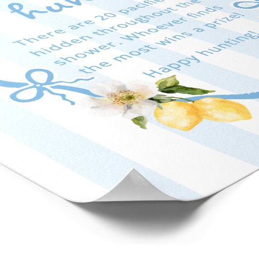 Mediterraner Lemon Blue Schnuller Jagd Kinderdusch Poster (Ecke)