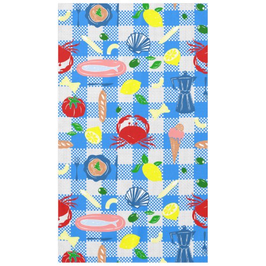 mediterraner Meerespicknick Meeresfrüchte Krabbe G Tischdecke (Vorderseite)