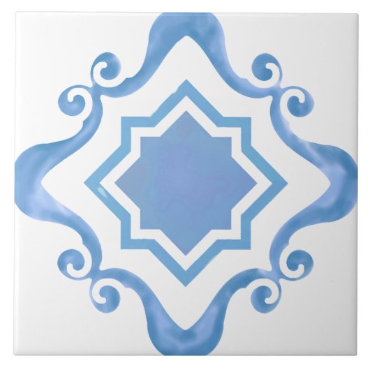 Mediterraner Star in der Blues Keramik Tile Fliese (Vorderseite)