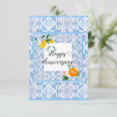 mediterraner Stil, Zitrone, Amalfi-Stil Dankeskarte (Stehend Vorderseite)