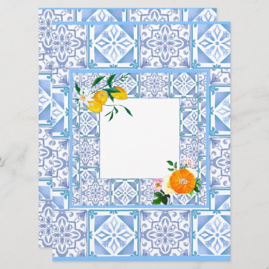 mediterraner Stil, Zitrone, Amalfi-Stil Einladung (Vorne/Hinten)