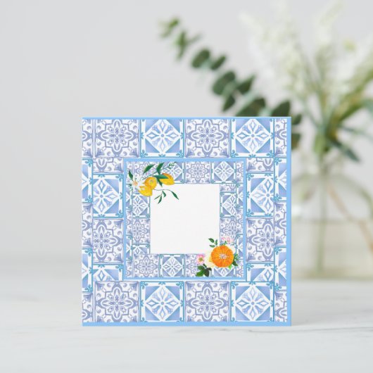 mediterraner Stil, Zitrone, Amalfi-Stil Save The Date (Stehend Vorderseite)