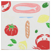 mediterraner Strandpicknick Meeresfrüchte Krabbe Stoff (Nahaufnahme)